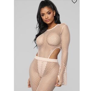 Hole Lotta Skin Fishnet Set - Taupe